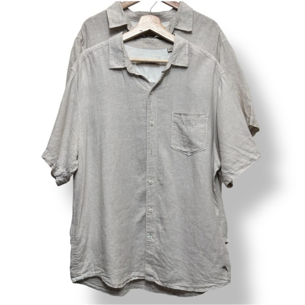 Tommy Bahama (2pc) 100% Linen Button Shirts Beige Large